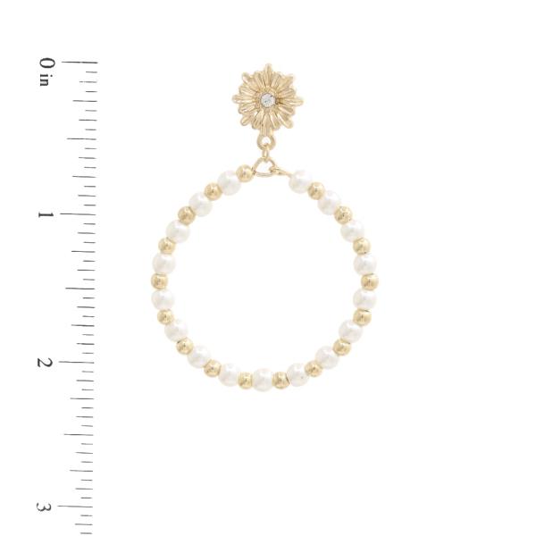 FLOWER PEARL BEAD HOOP EARRING