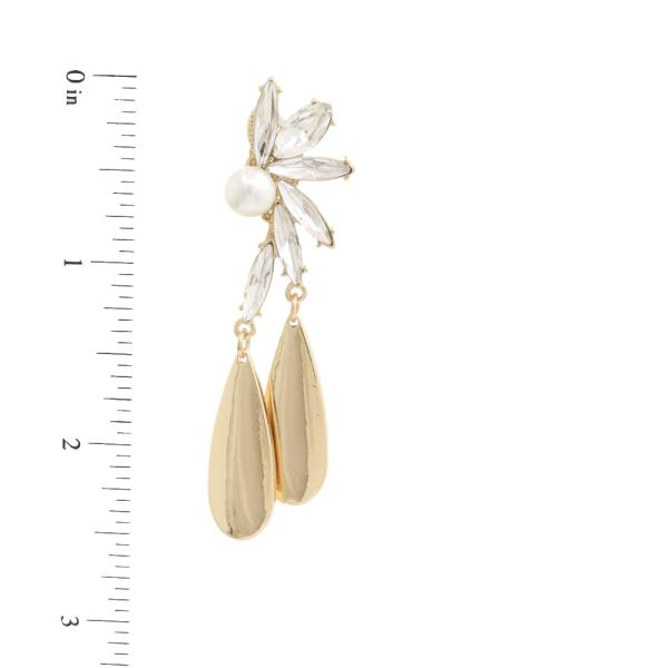 FLOWER CRYSTAL TEARDROP DANGLE EARRING