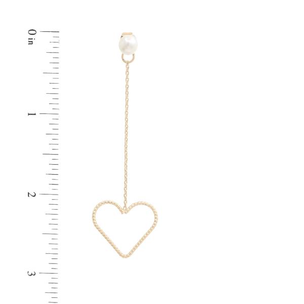 HEART CHAIN PEARL BEAD DANGLE EARRING