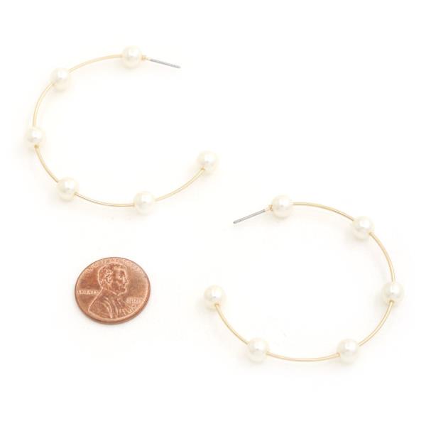 PEARL BEAD OPEN HOOP EARRING