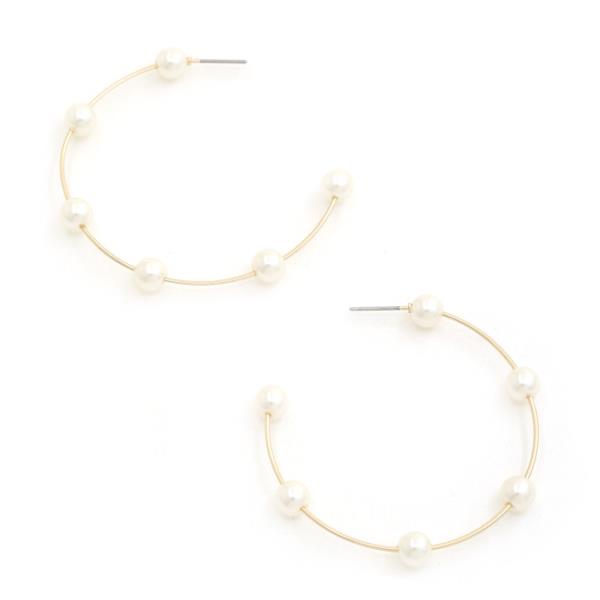 PEARL BEAD OPEN HOOP EARRING