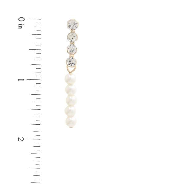 RHINESTONE PEARL BEAD DANGLE EARRING