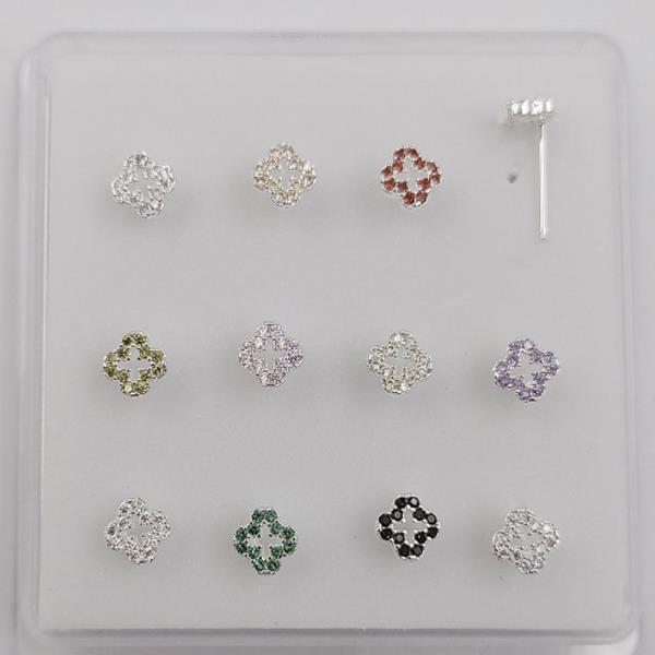 CLOVER CZ STERLING SILVER NOSE STUD SET