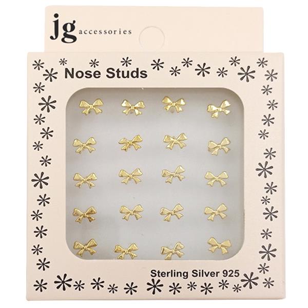 RIBBON BOW STERLING SILVER NOSE STUD SET