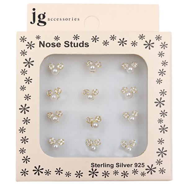 PEARL CZ STERLING SILVER NOSE STUD SET