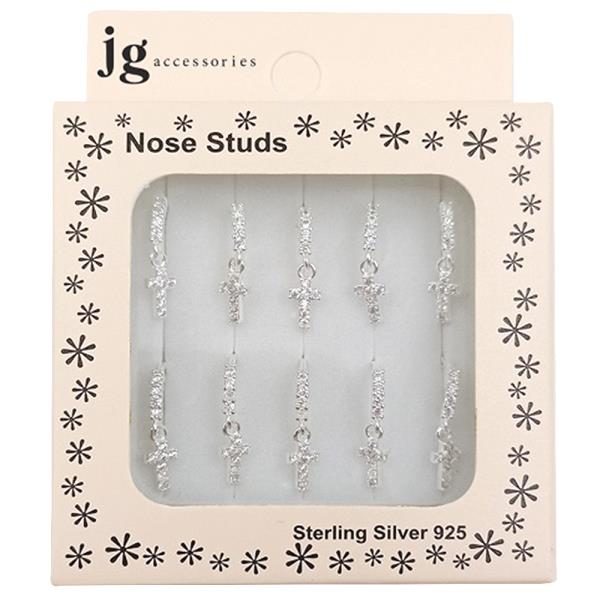 CROSS CZ STERLING SILVER NOSE RING SET