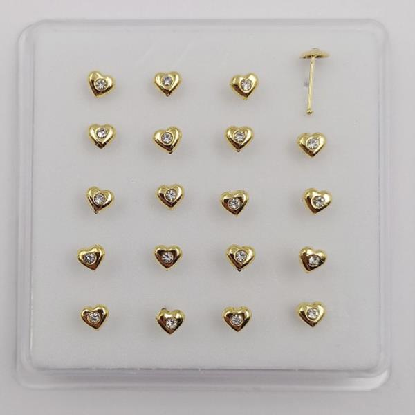 HEART CZ STERLING SILVER NOSE STUD SET