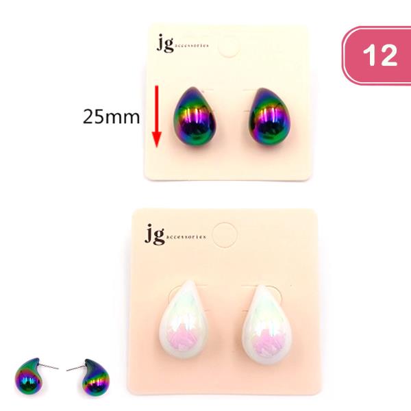 CHUNKY TEARDROP EARRING (12 UNITS)