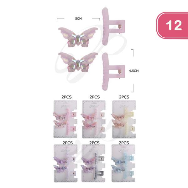BUTTERFLY HAIR PIN AND CLAW CLIP SET (12 UNITS)