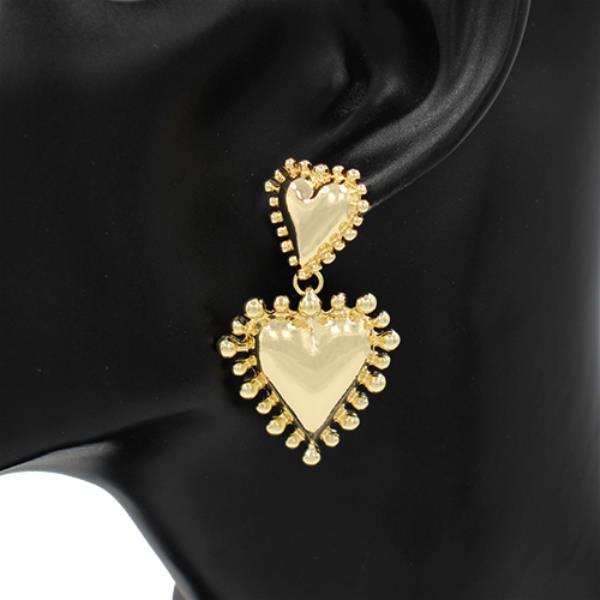 WIDE METAL HEART DANGLE EARRING