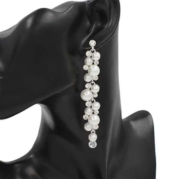 RHINESTONE PEARL DROP EARRING