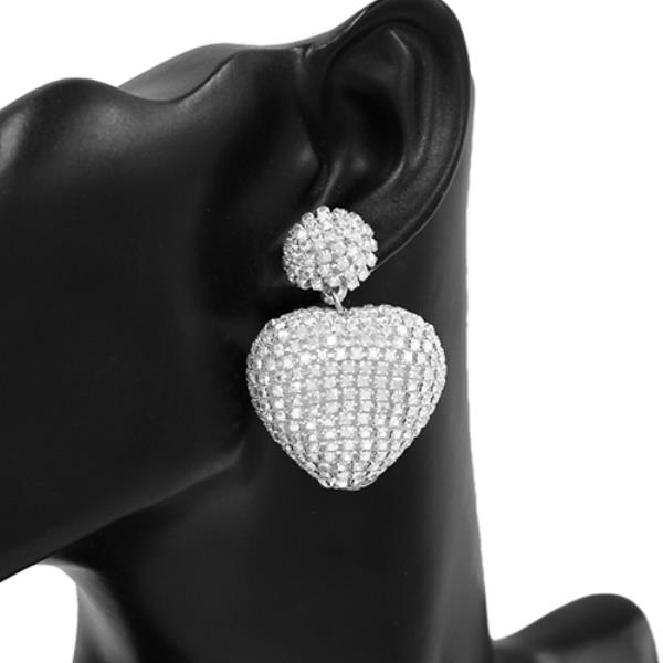 RHINESTONE HEART DANGLE EARRING