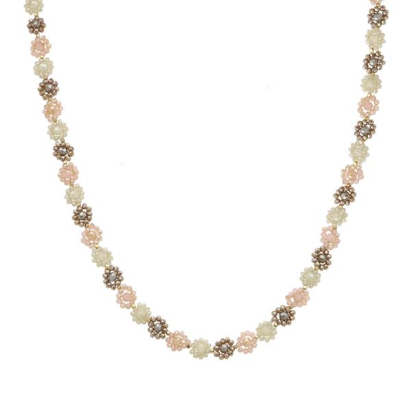 THICK GLASS BEAD FLOWER CHOCKER