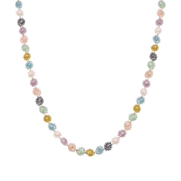 THICK GLASS BEAD FLOWER CHOCKER