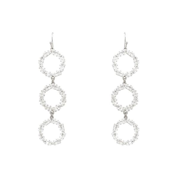 STONE TRIPLE ROUND DANGLE EARRING