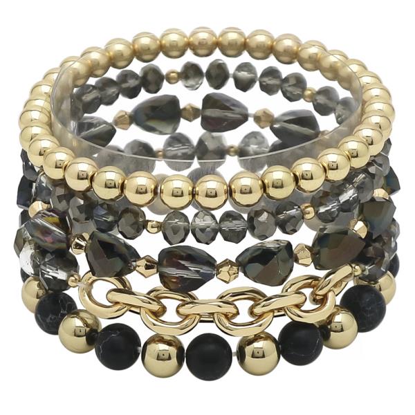 MULTI MIX BEAD STRETCH BRACELET SET