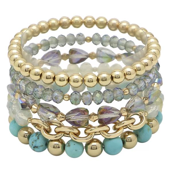 MULTI MIX BEAD STRETCH BRACELET SET