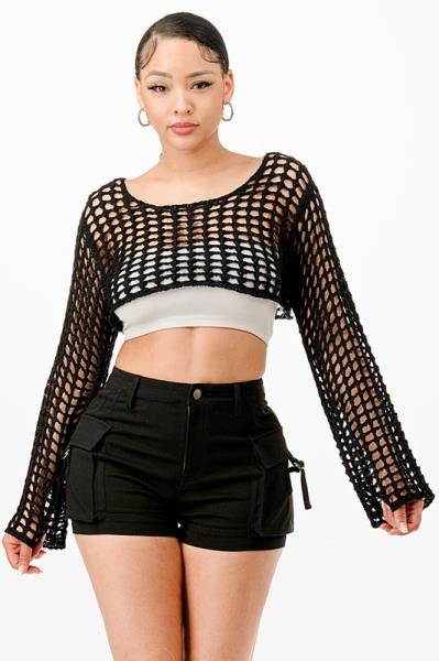 ($11.95/EA X 6 PCS)  Hollow Out Knitted Crop Top
