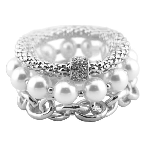 PEARL CCB MULTI CAVIAR STACKABLE ELASTIC BRACELET