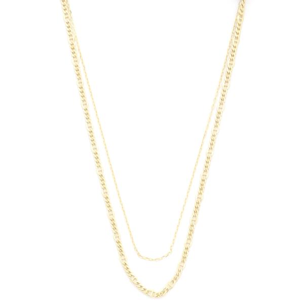SODAJO DAINTY OVAL LINK CHAIN LAYERED GOLD DIPPED NECKLACE