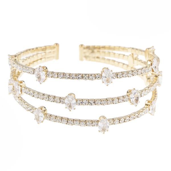 MEMORY WIRE CZ 3 LINE BRACELET