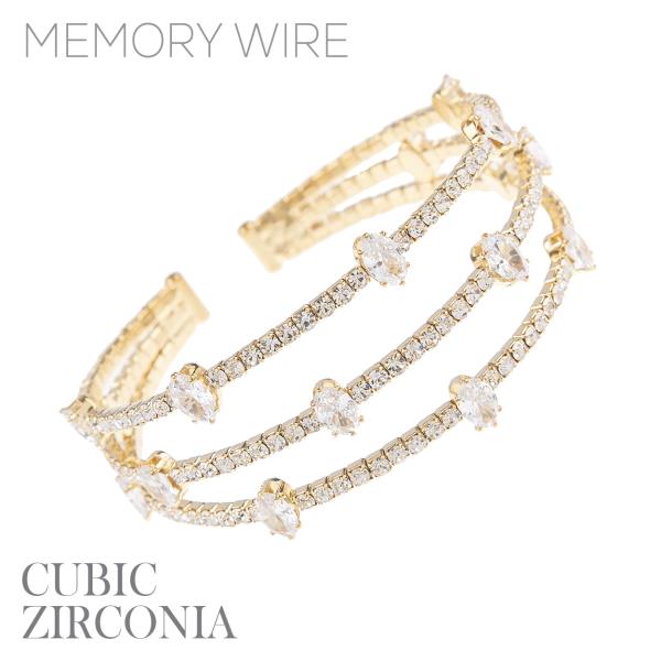 MEMORY WIRE CZ 3 LINE BRACELET