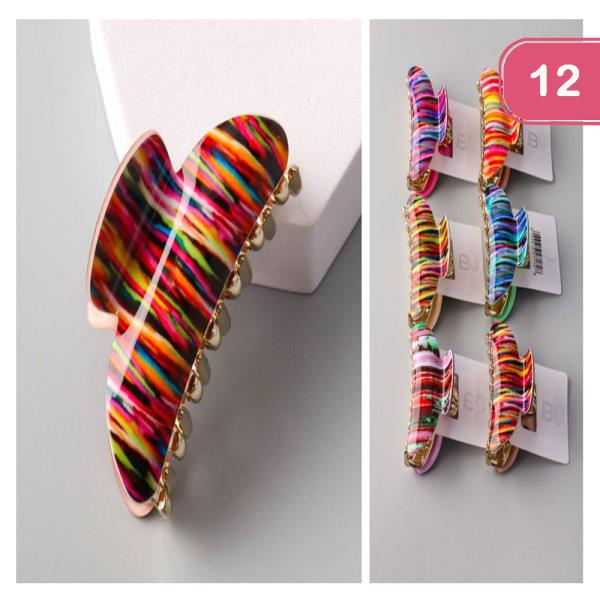 NEON STRIPES CLAW CLIP (12 UNITS)