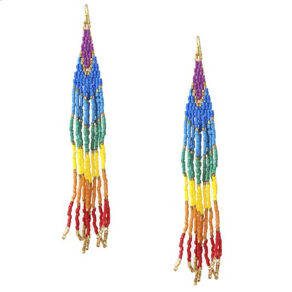 WESTERN SEED BEAD FRINGE EARRINGS