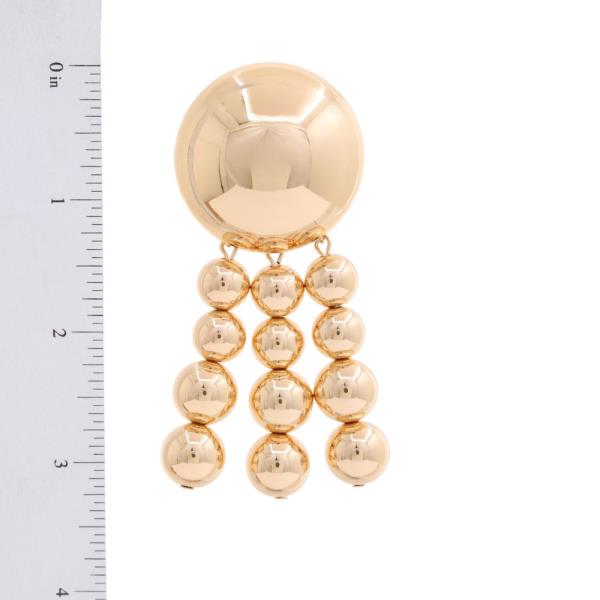 METAL BALL TASSEL POST EARRING