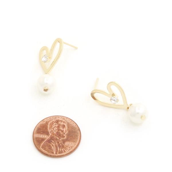 SODAJO HEART PEARL BEAD GOLD DIPPED EARRING