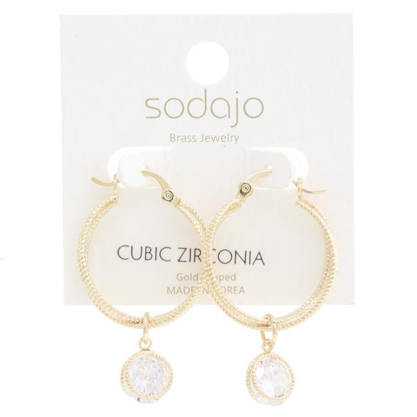 SODAJO CZ DOUBLE HOOP GOLD DIPPED EARRING