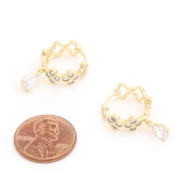 SODAJO CLOVER CZ HOOP GOLD DIPPED EARRING