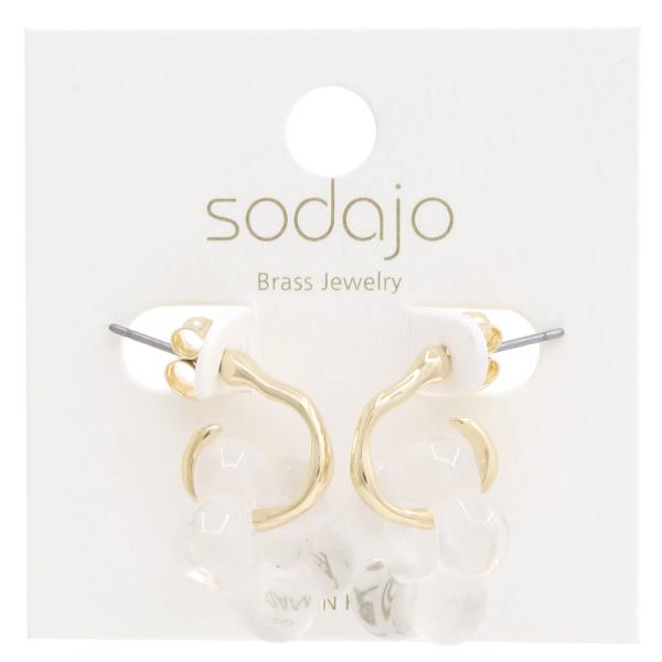 SODAJO CLEAR FLOWER GOLD DIPPED EARRING