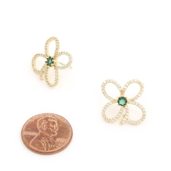 SODAJO FLOWER CZ GOLD DIPPED EARRING