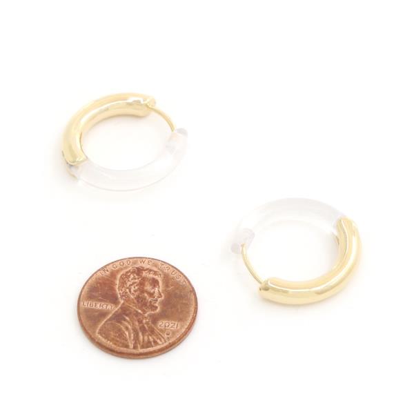 SODAJO HALF METAL HALF CLEAR HOOP GOLD DIPPED EARRING