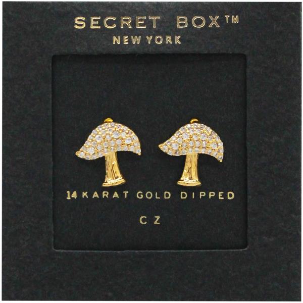 SECRET BOX GOLD DIPPED MUSHROOM EARRING