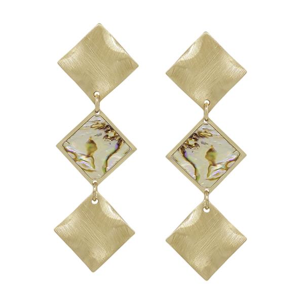 3 DIAMOND SHAPE MOP AC DROP EARRING