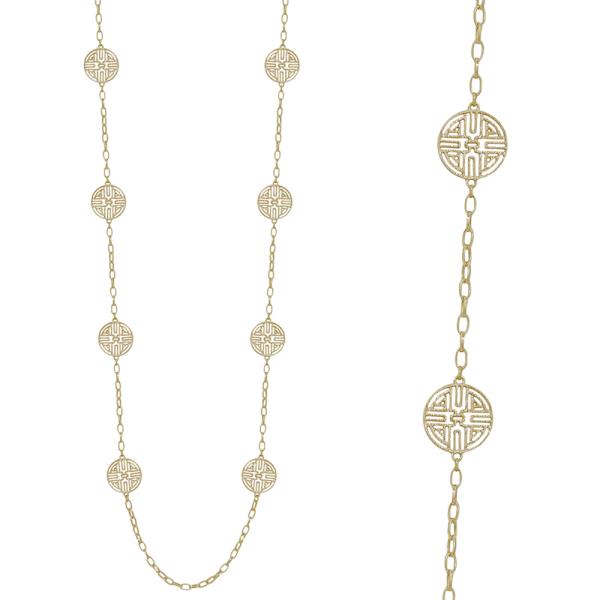 ORIENTAL SHAPE PENDANT ACCENT LONG NECKLACE