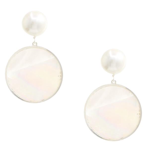 PEARL POST WITH RD MOP DROP EARRING