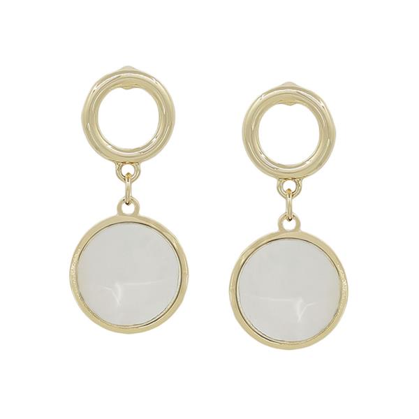 ROUND METAL POST MOP DROP EARRING