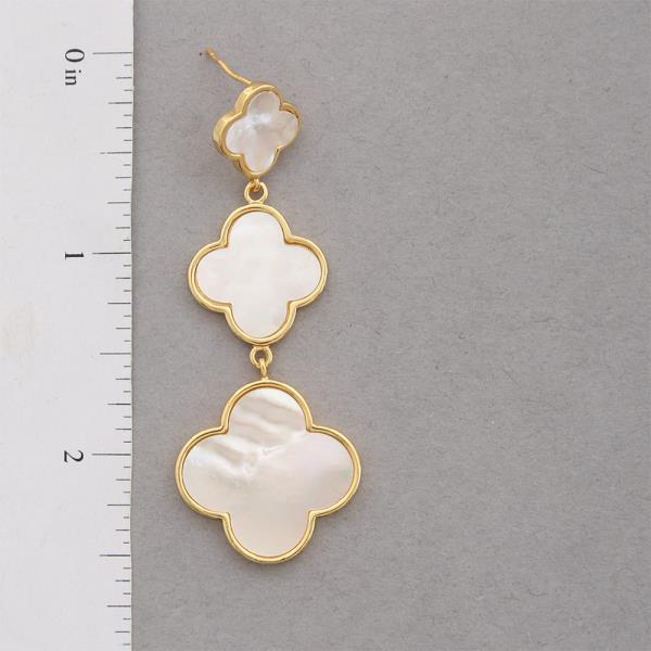 TRIPLE CLOVER DANGLE GOLD DIPPED EARRING