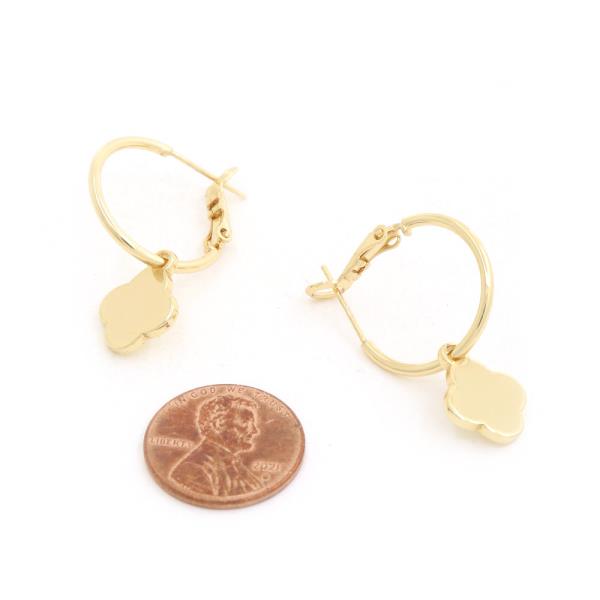 CLOVER CHARM HOOP GOLD DIPPED EARRING