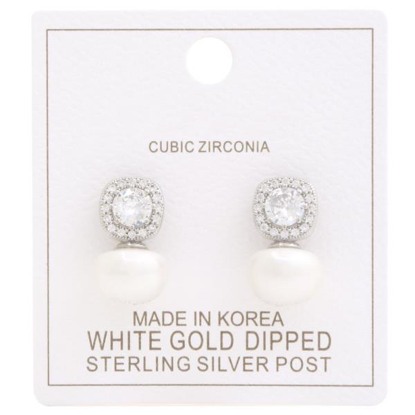 PEARL BEAD CZ GOLD DIPPED EARRING