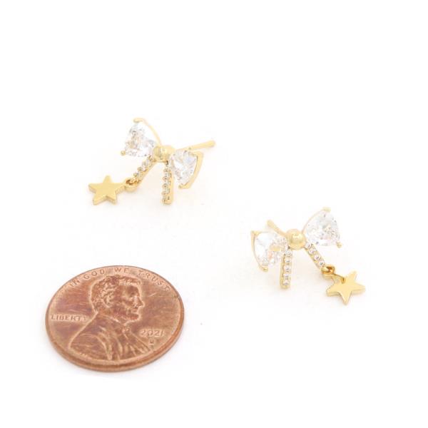 BOW STAR CZ GOLD DIPPED EARRING