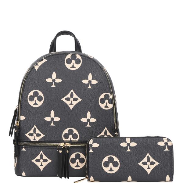 2IN1 PRINTED ZIPPER BACKPACK W WALLET
