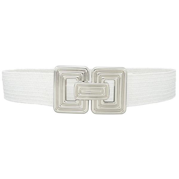 RIBBED RECTANGLE BUCKLE STRAW ELASTIC BELT