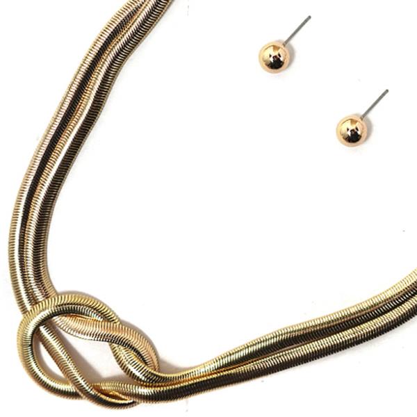 METAL KNOT NECKLACE EARRING SET