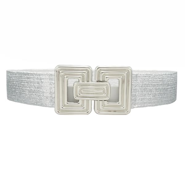 RIBBED RECTANGLE BUCKLE FOIL ELASTIC STRAW BELT