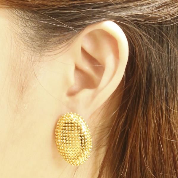 14K GOLD/WHITE GOLD DIPPED BEADED OVAL POST EARRINGS