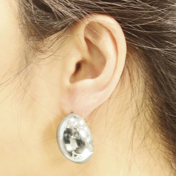 14K GOLD/WHITE GOLD DIPPED MIRROR DOME POST EARRINGS